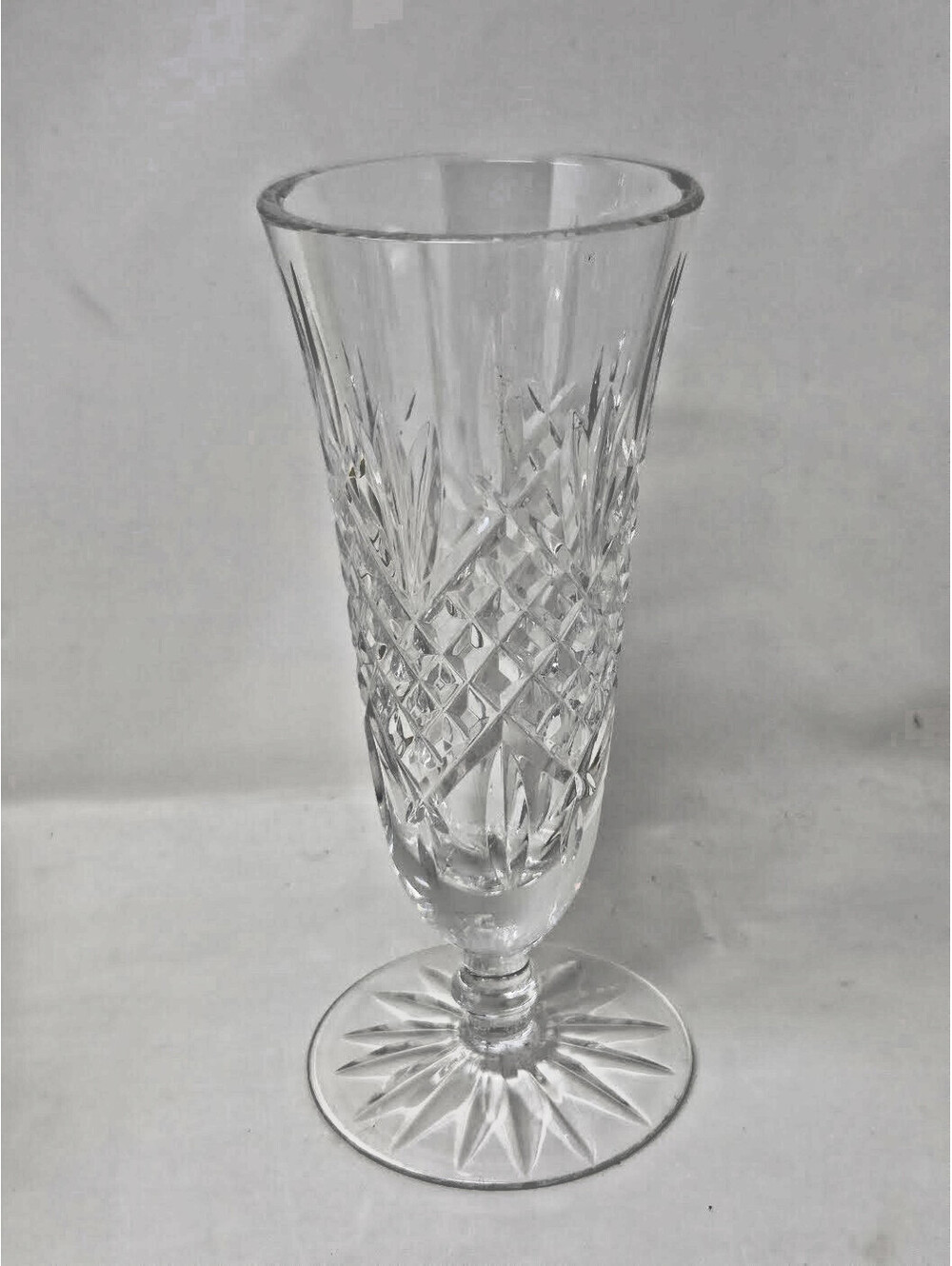 Waterford Ashbourne Footed Crystal Vase Diamond Cut Pattern 7 Inch